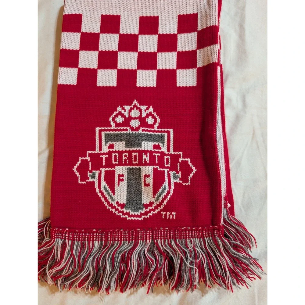 Adidas Toronto FC Soccer Scarf Reversible Red White Knit MLS Fan Scarf